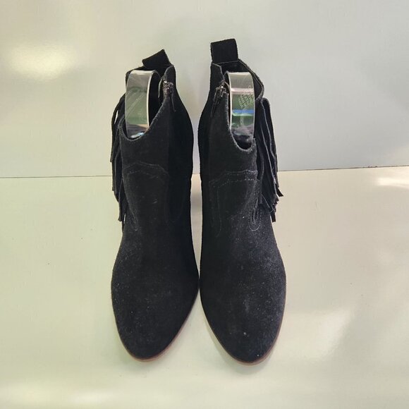 Steve Madden Black Suede Cian Fringe Western Booties Size 8.5M - Picture 5 of 9